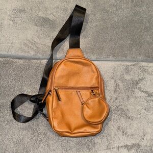 LOUME- Cognac color Crossbody bag with coin purse